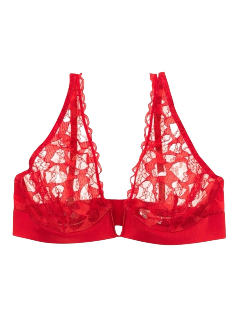 new Mimi Holliday ❤︎︎ Poison Ivy Deep V Plunge ❤︎︎ Heart Lace Bra ❤︎︎ Scarlet - Picture 6 of 16